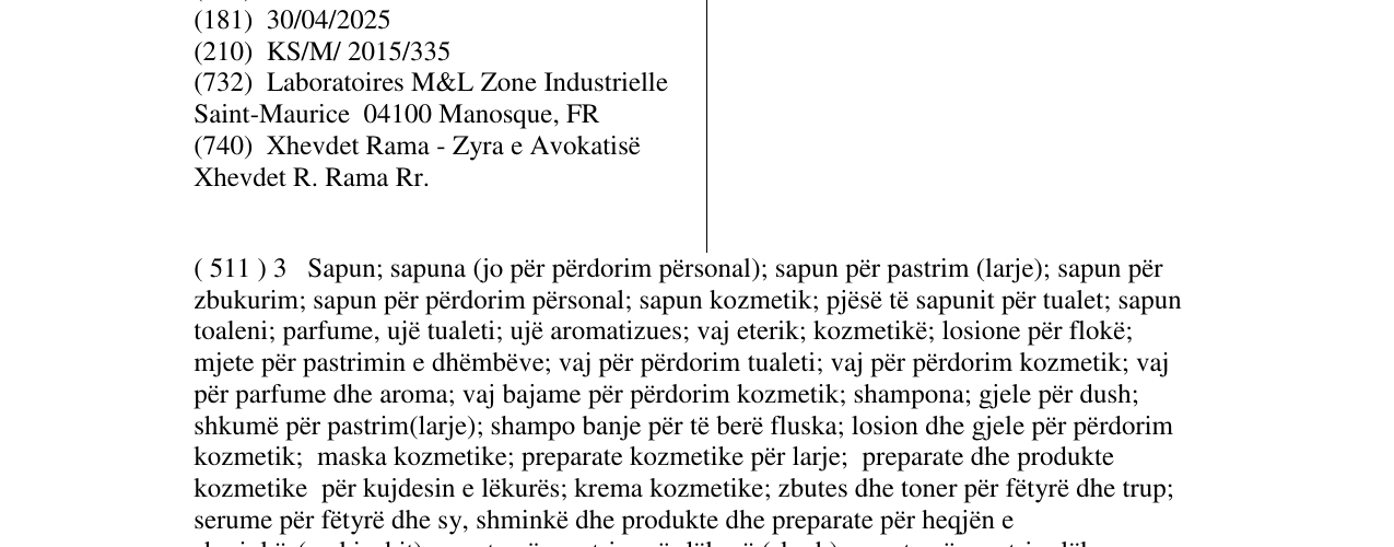 Zëri i markës L'OCCITANE EN PROVENCE në buletin