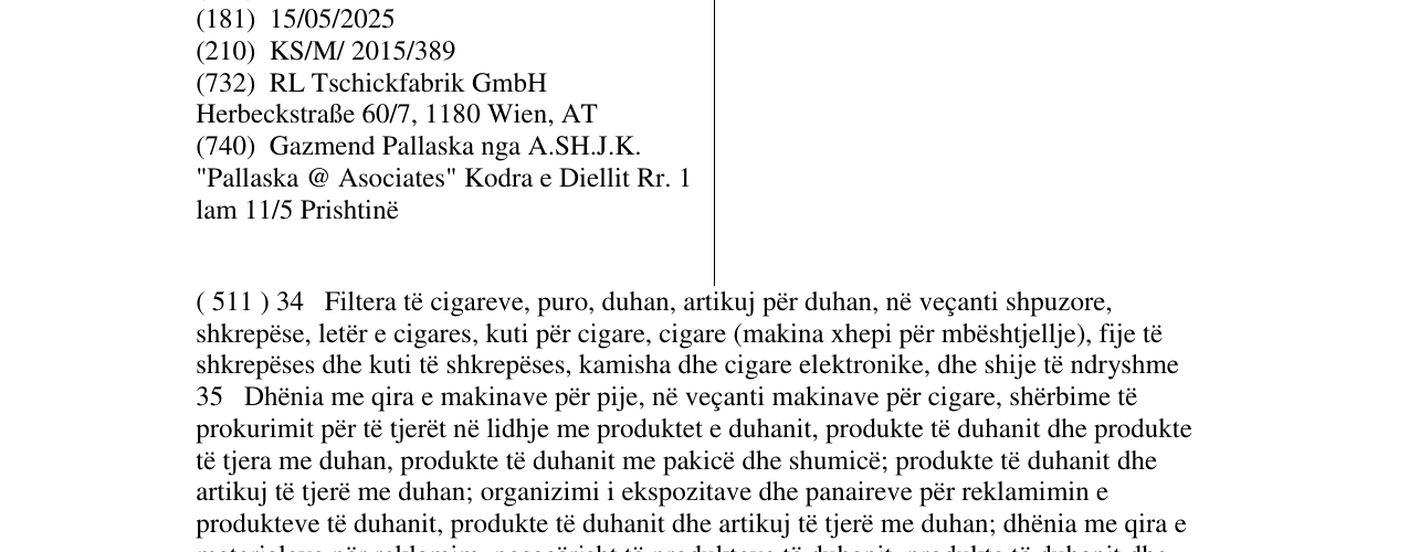 Zëri i markës TSCHICK në buletin