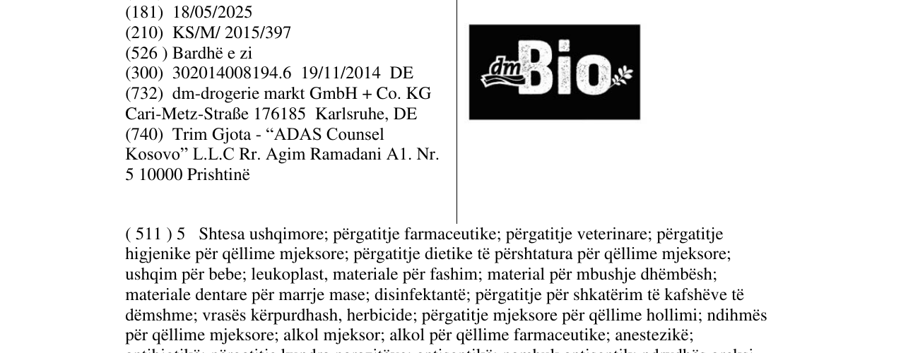Zëri i markës dmBio në buletin