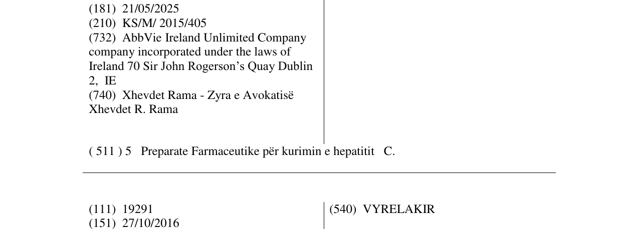 Zëri i markës VYLVIO në buletin