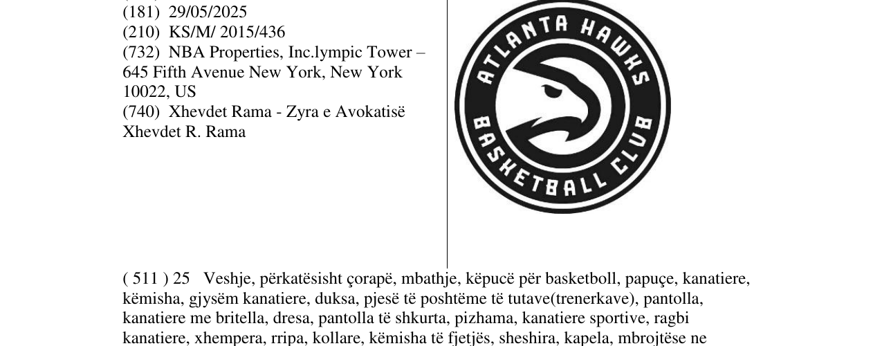 Zëri i markës ATLANTA HAWKS BASKETBALL CLUB në buletin