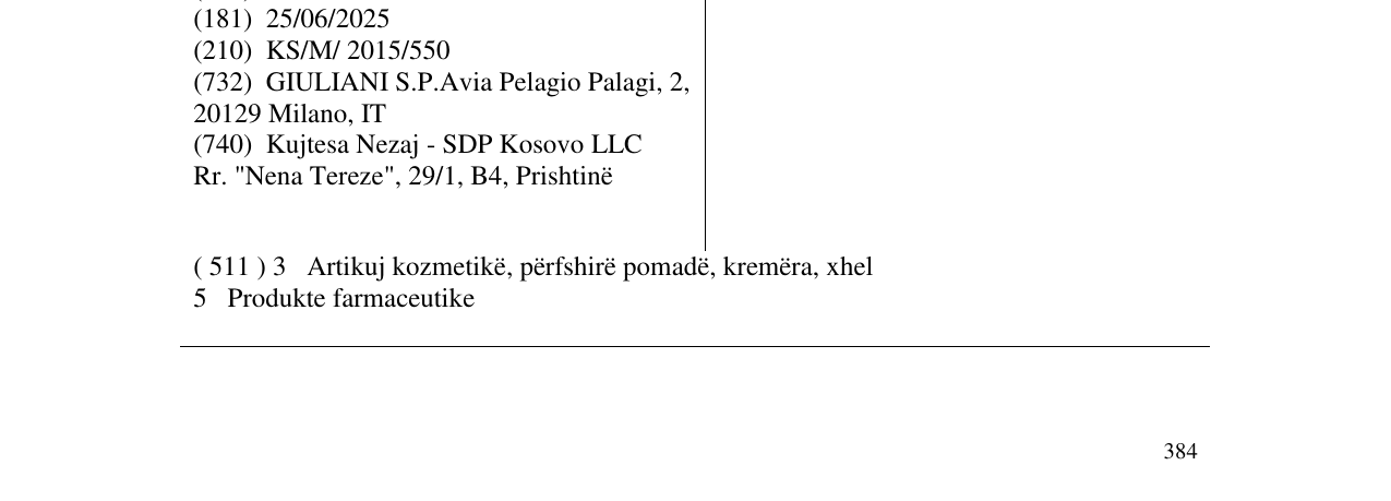Zëri i markës MONODERMA' në buletin