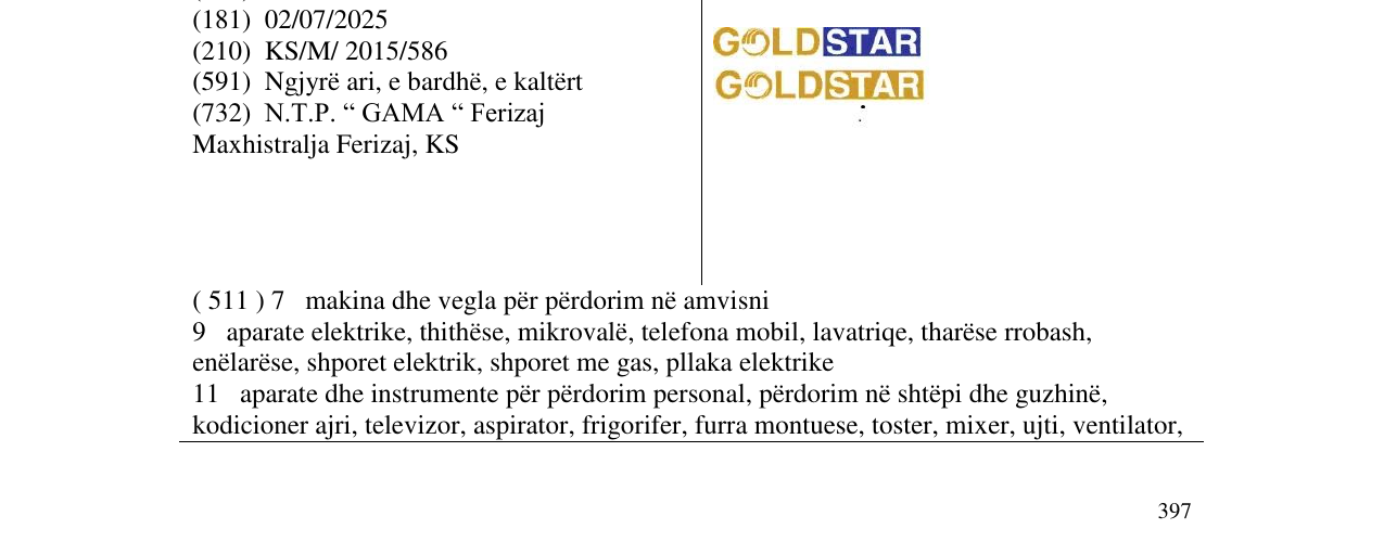 Zëri i markës GOLDSTAR në buletin