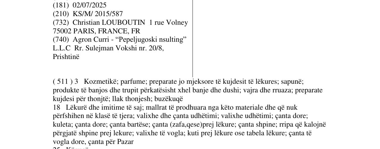 Zëri i markës CHRISTIAN LOUBOUTIN në buletin