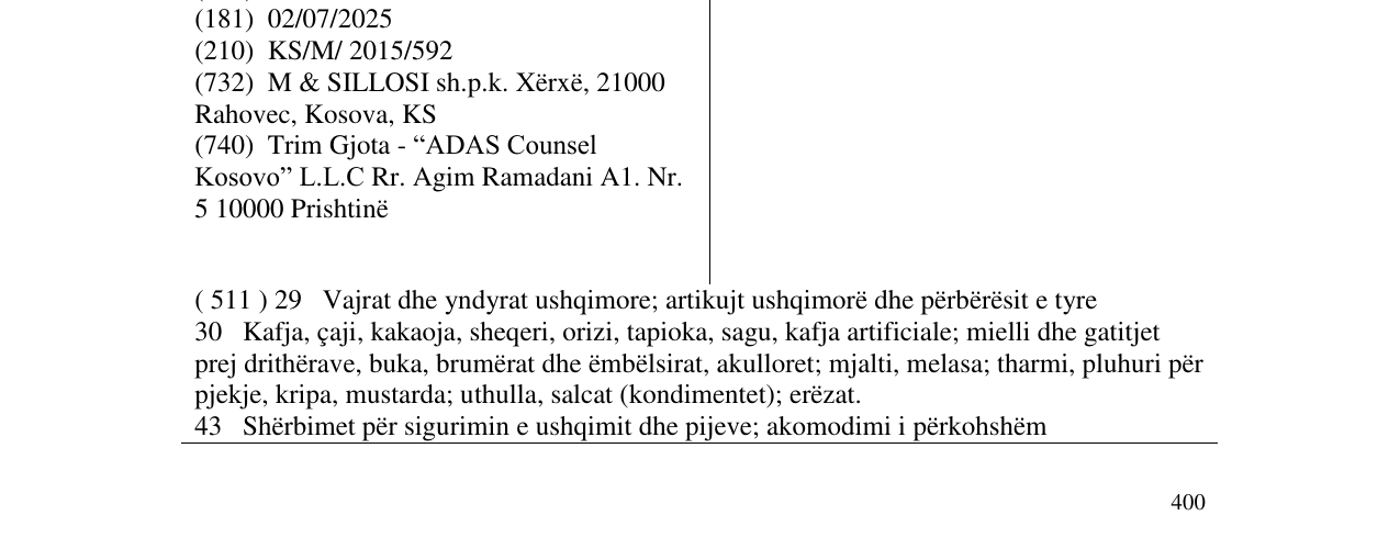 Zëri i markës SOFRA në buletin