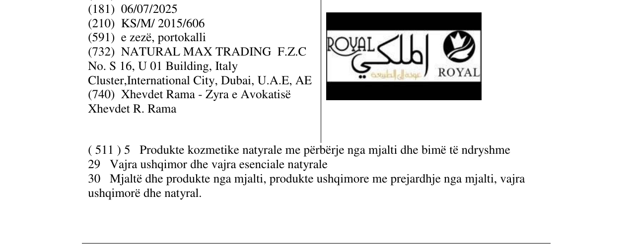 Zëri i markës ROYAL në buletin