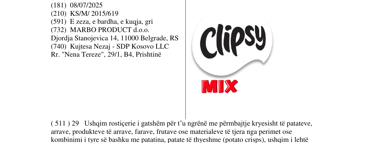 Zëri i markës Clipsy MIX në buletin