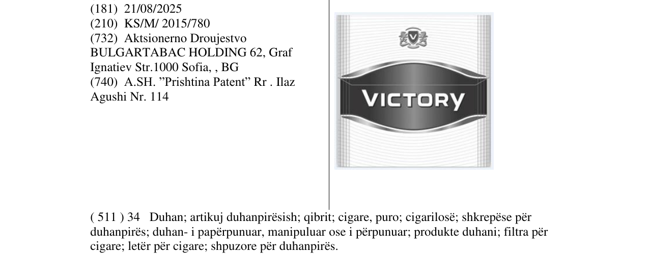 Zëri i markës VICTORY në buletin