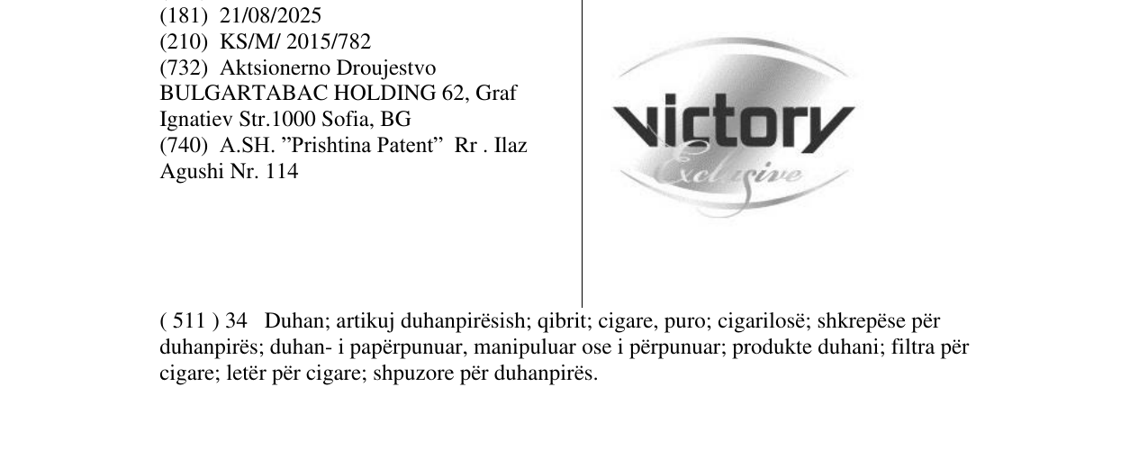 Zëri i markës victory Exclusive në buletin
