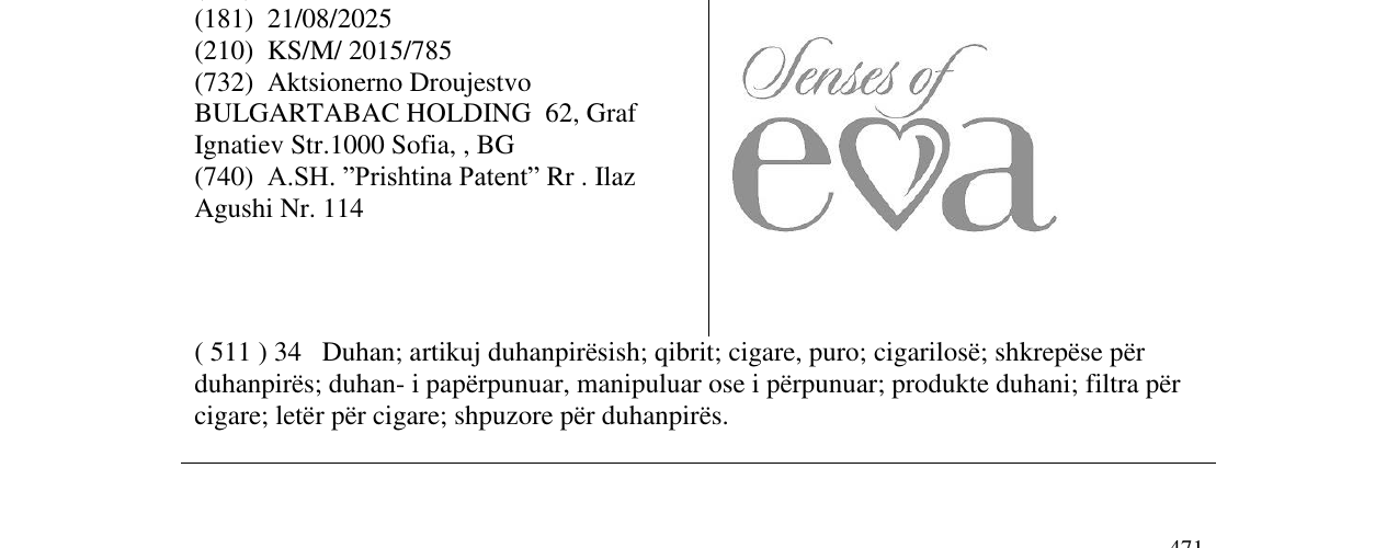 Zëri i markës Senses of eva në buletin