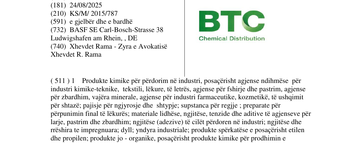 Zëri i markës BTC Chemical Distribution në buletin