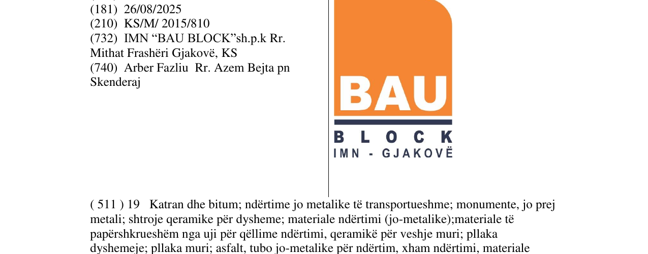 Zëri i markës BAU BLOCK në buletin