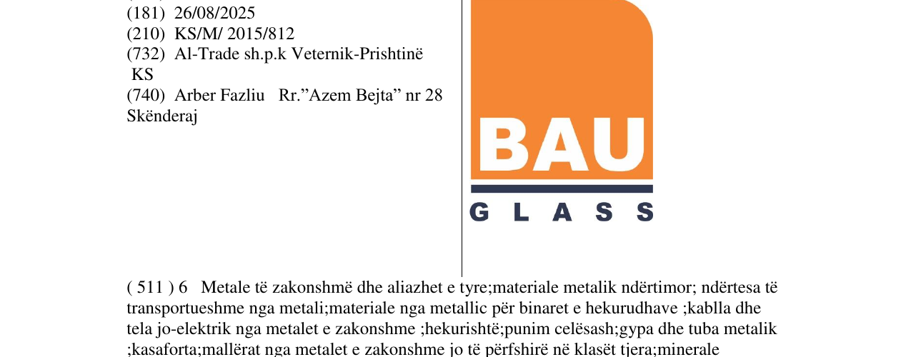 Zëri i markës BAU GLASS në buletin