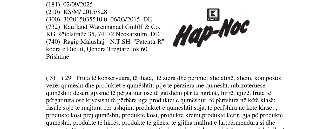 Zëri i markës Hap-Noc në buletin