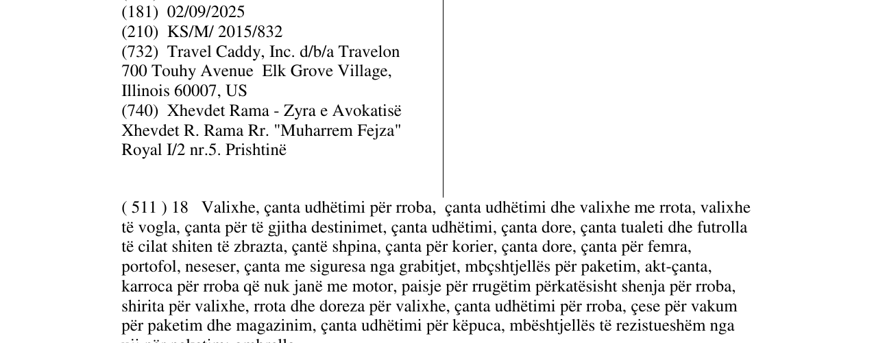 Zëri i markës TRAVELON në buletin