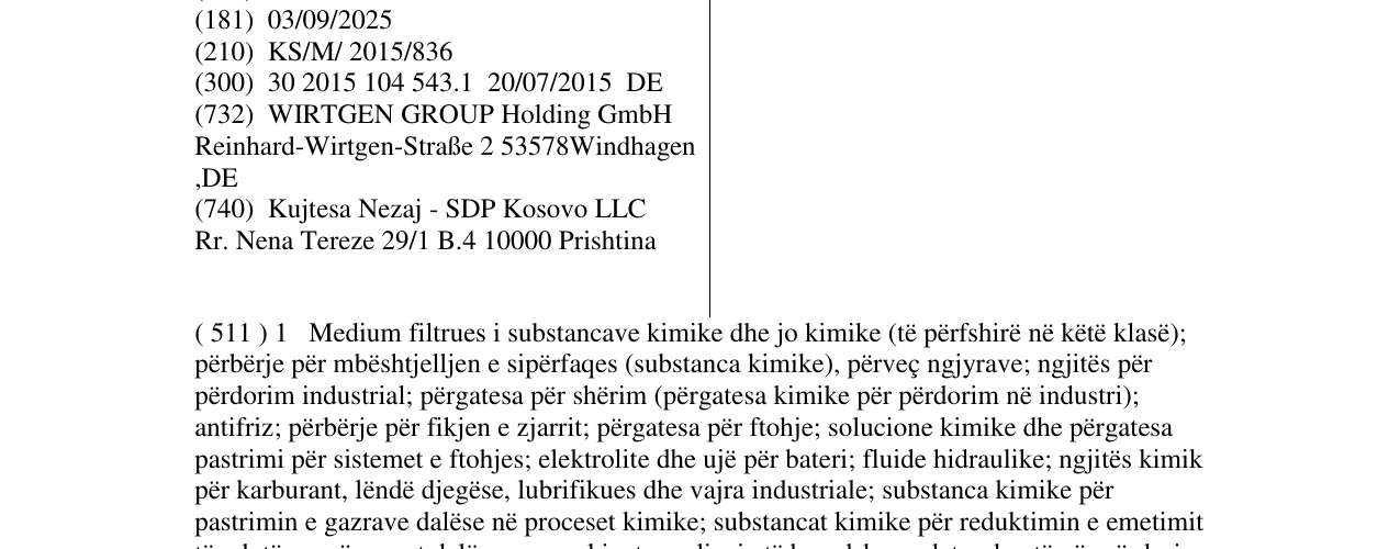 Zëri i markës WIRTGEN në buletin