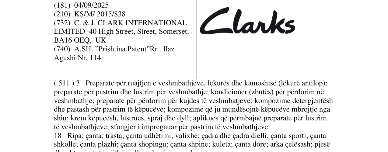 Zëri i markës Clarks në buletin