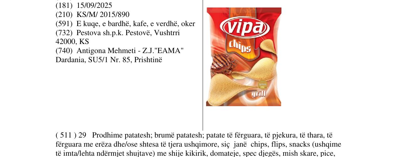 Zëri i markës vipa chips në buletin