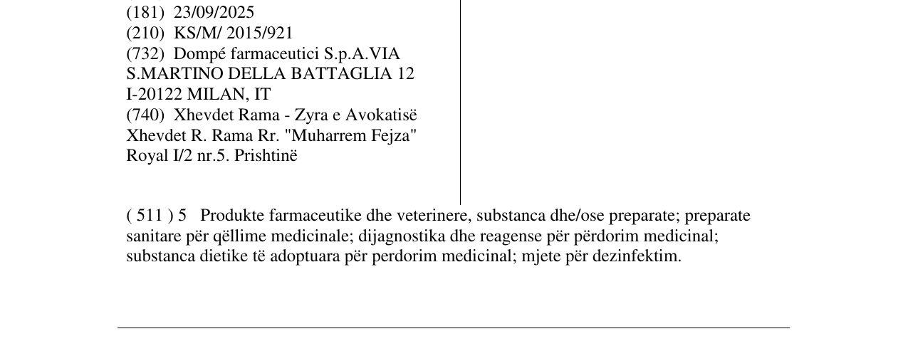 Zëri i markës Dompé në buletin