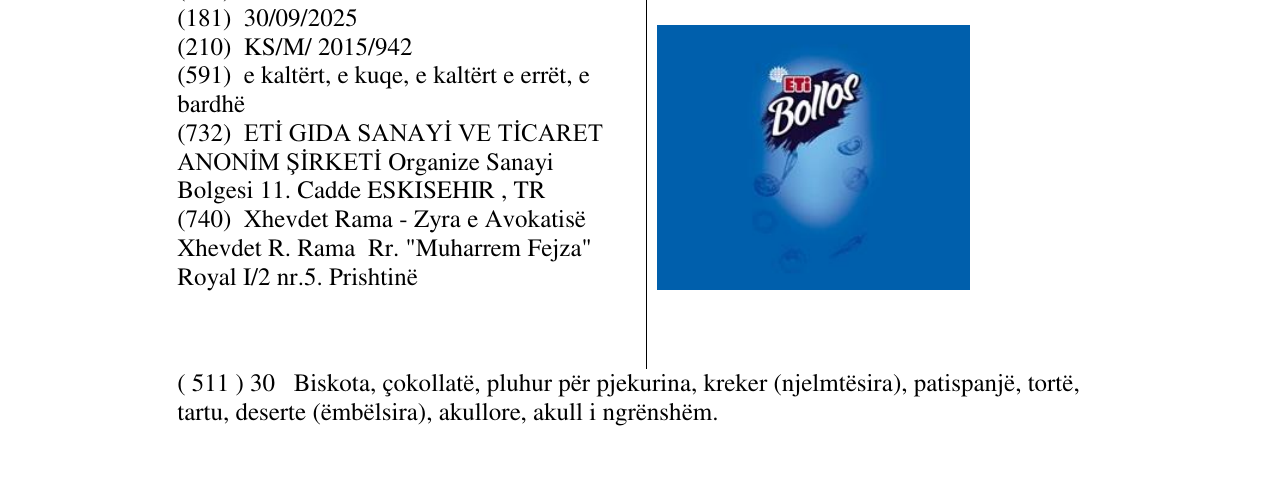 Zëri i markës ETi Bollos në buletin