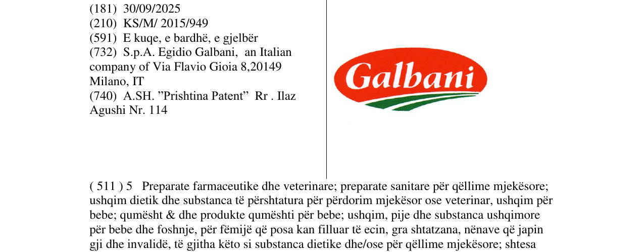 Zëri i markës Galbani në buletin
