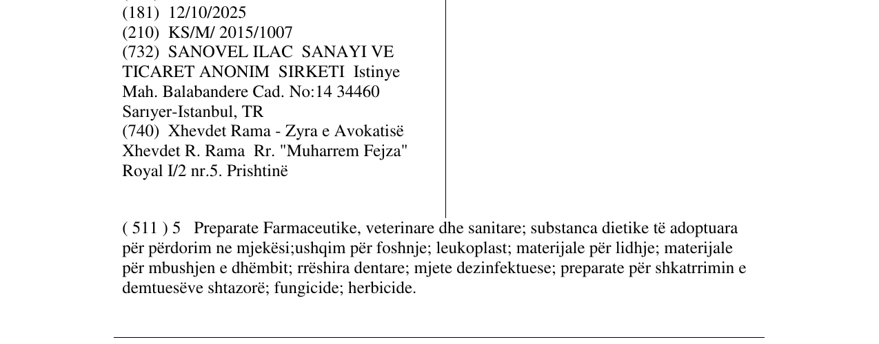 Zëri i markës sanocef në buletin