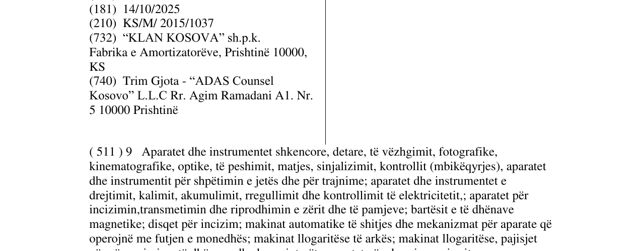 Zëri i markës ORA SHTATË në buletin