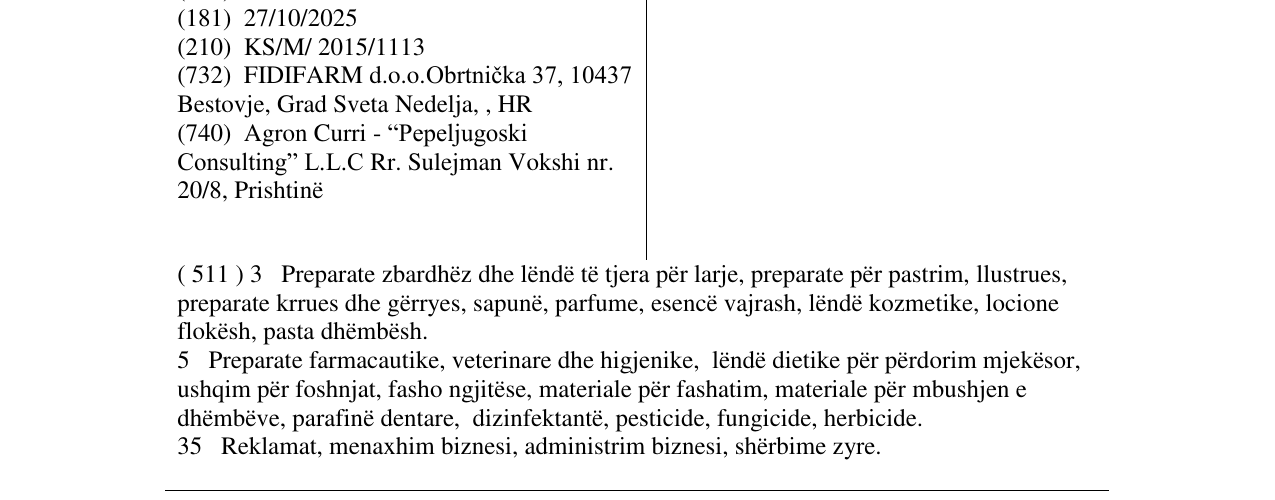 Zëri i markës REFEMIN në buletin