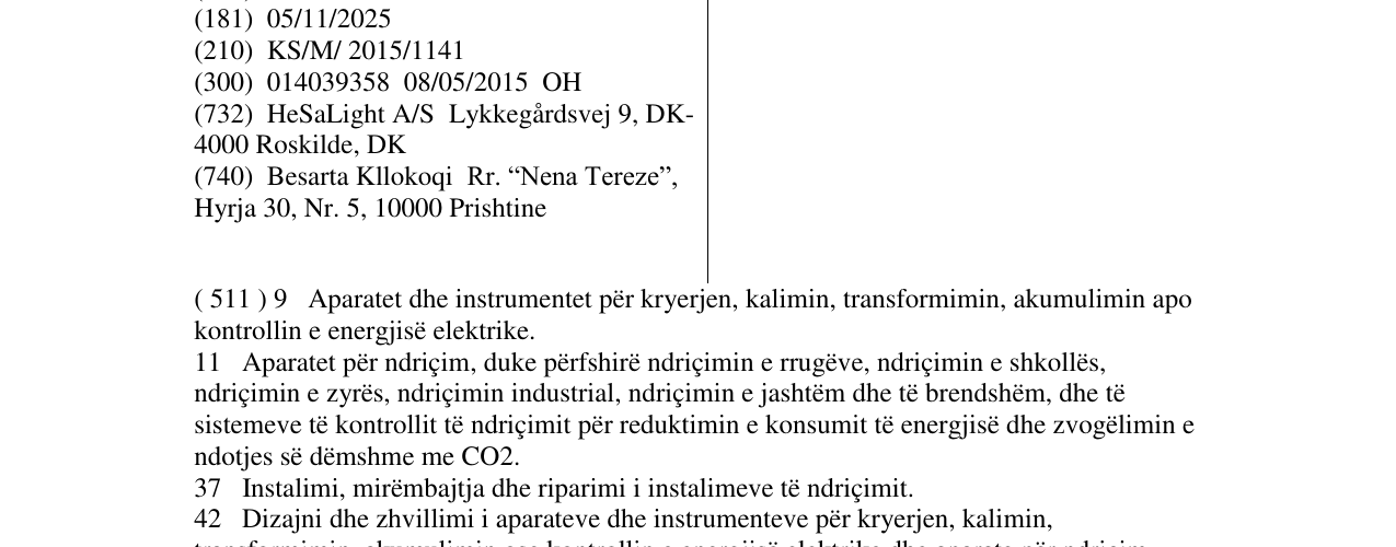Zëri i markës HESALIGHT në buletin