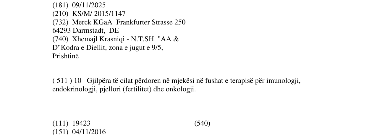 Zëri i markës SEROFINE në buletin