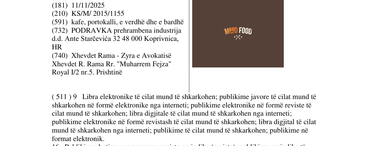 Zëri i markës Mood FOOD në buletin
