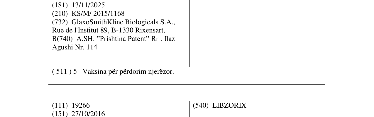 Zëri i markës SHINGRIX në buletin