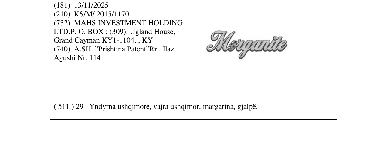 Zëri i markës Morganite në buletin