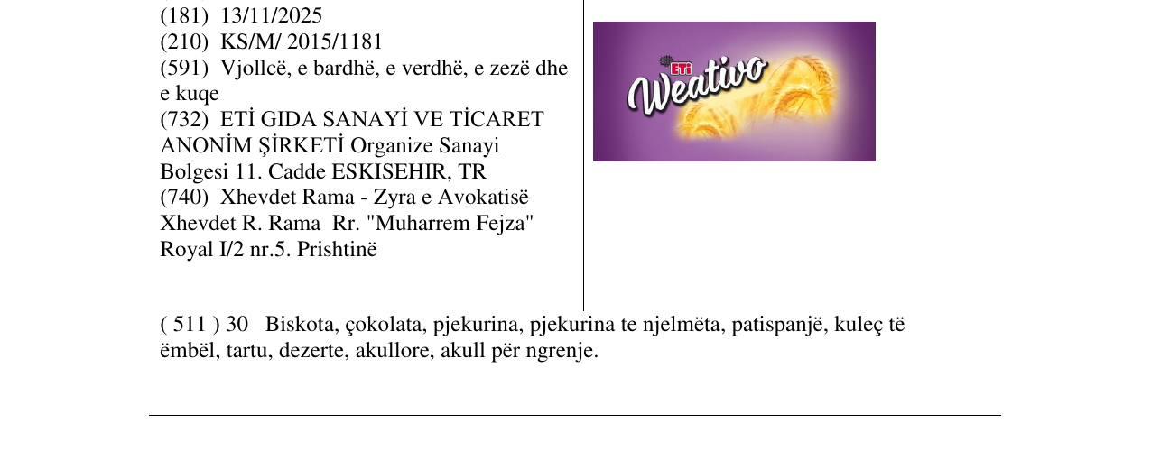 Zëri i markës Weativo në buletin