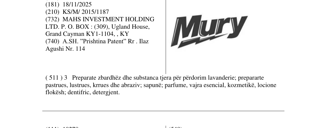 Zëri i markës Mury në buletin