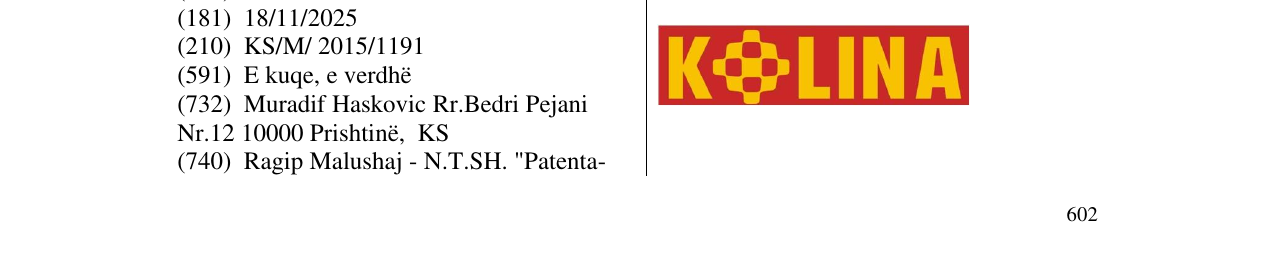 Zëri i markës KOLINA në buletin