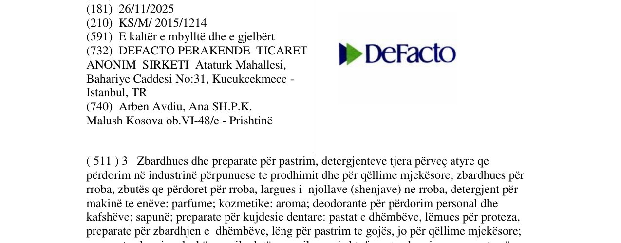 Zëri i markës DeFacto në buletin