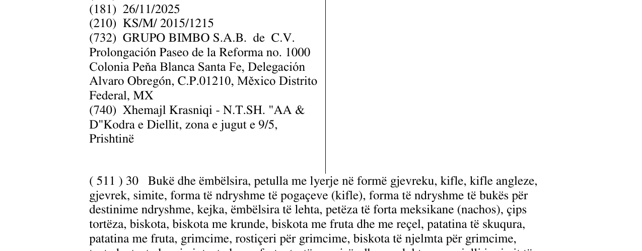 Zëri i markës PANRICO në buletin