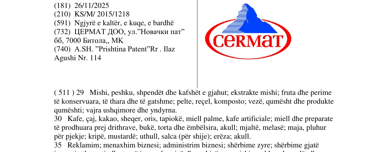 Zëri i markës CERMAT në buletin