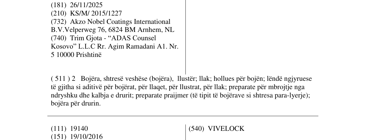 Zëri i markës VIVELACK në buletin