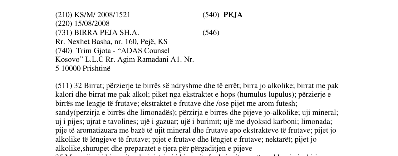 Zëri i markës PEJA në buletin