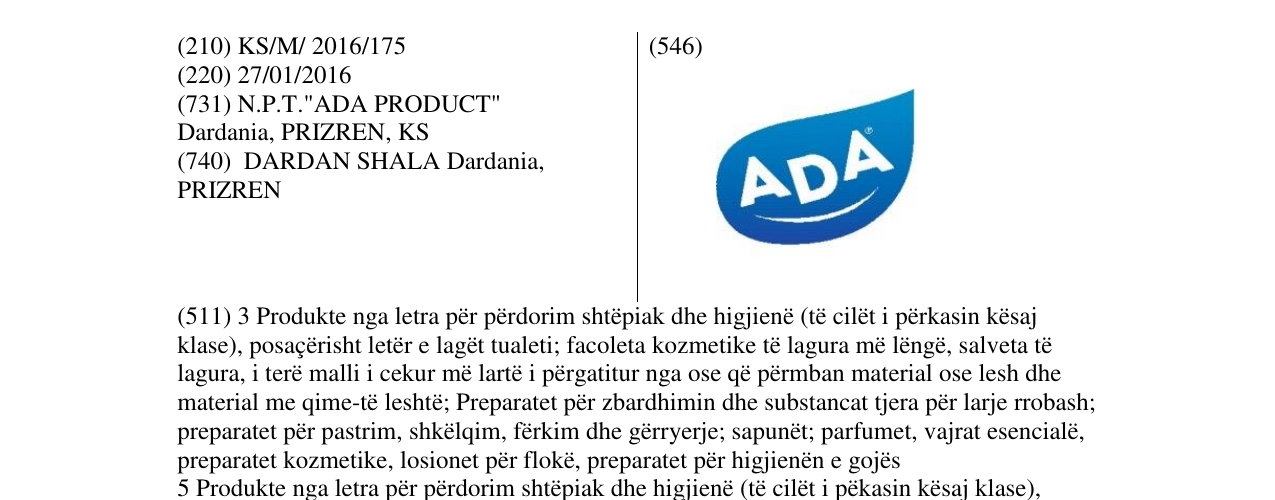 Zëri i markës ADA në buletin