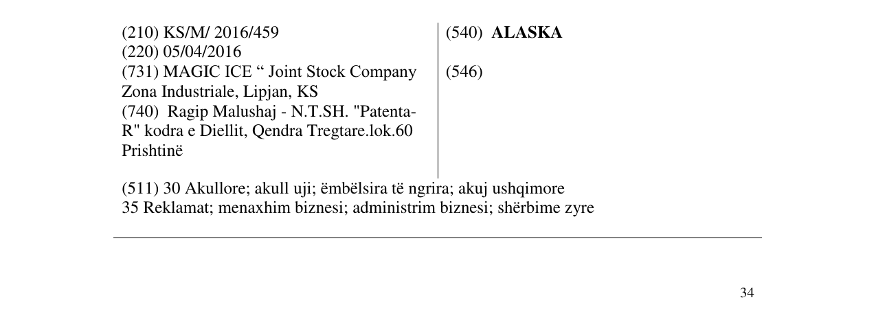 Zëri i markës ALASKA në buletin