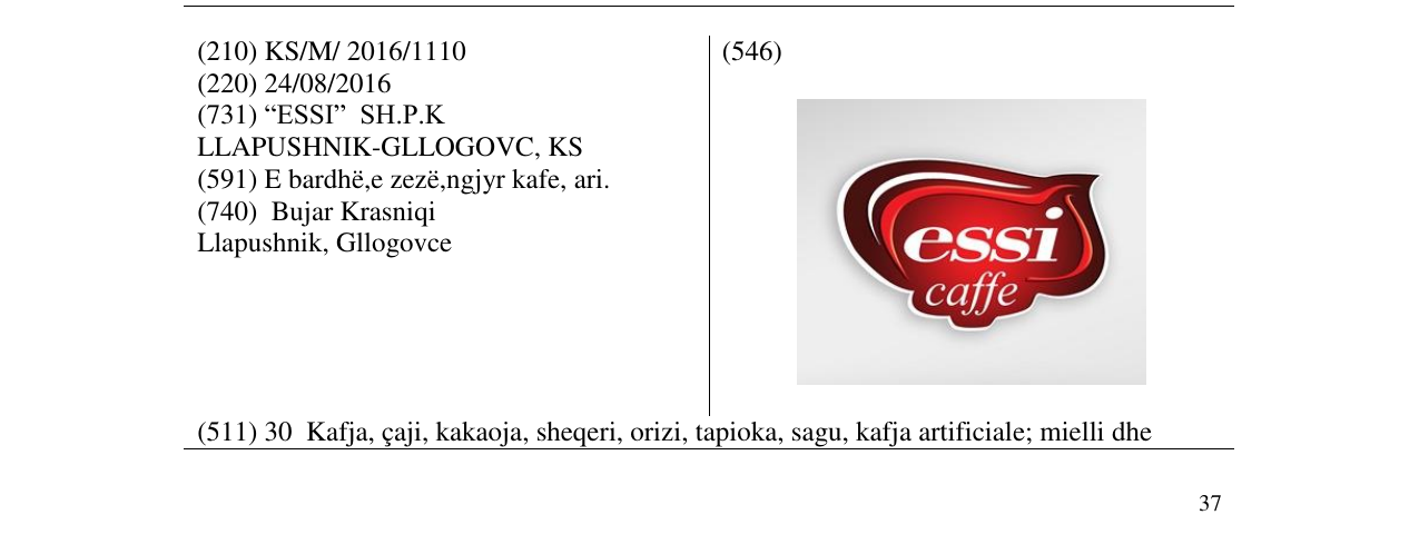 Zëri i markës essi caffe në buletin