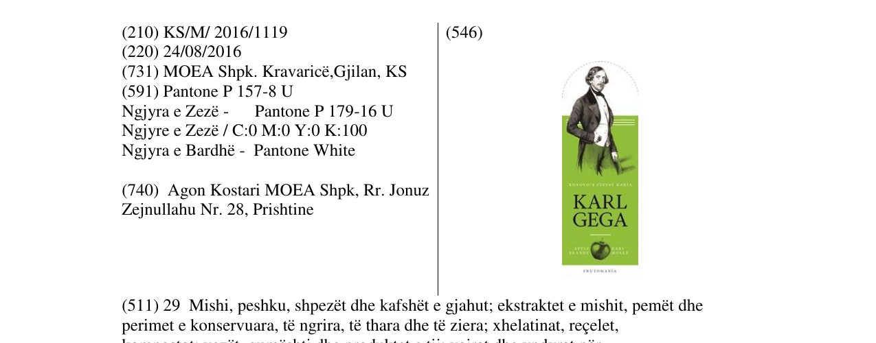 Zëri i markës KARL GEGA në buletin
