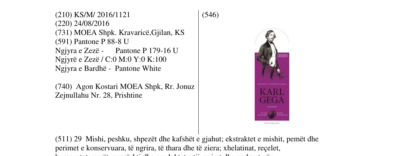 Zëri i markës KARL GEGA në buletin