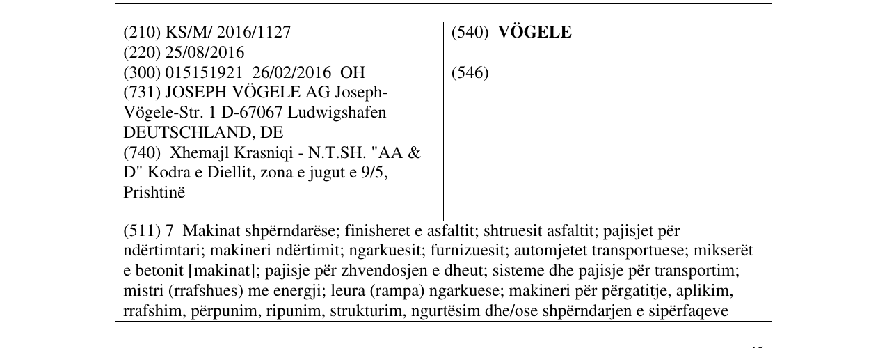 Zëri i markës VÖGELE në buletin
