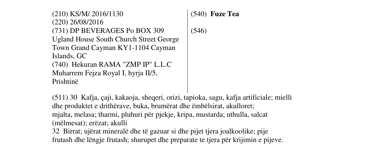 Zëri i markës Fuze Tea në buletin