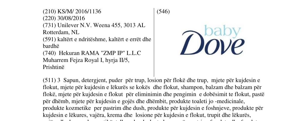 Zëri i markës baby Dove në buletin