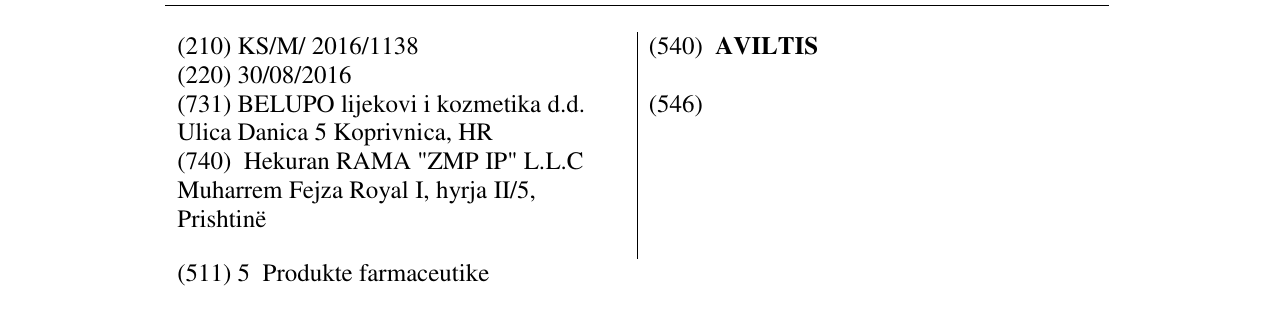 Zëri i markës AVILTIS në buletin